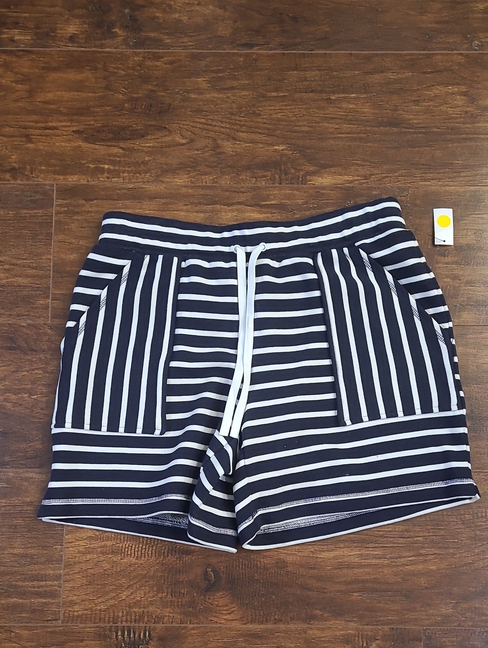 Talbots Navy and White Striped Drawstring Athletic Shorts Cotton Size M